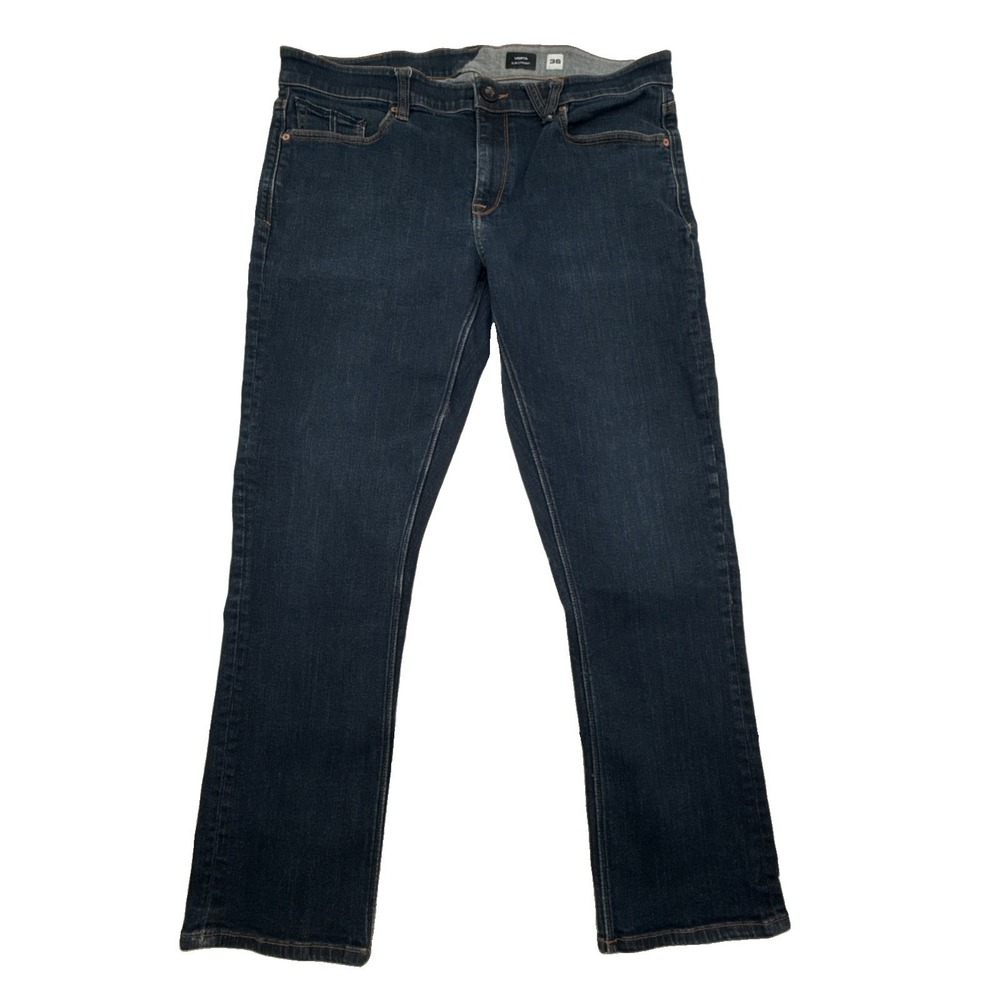Volcom Vorta Slim Straight Mens Jeans W36 Dark Wash Denim Stretch A1931501